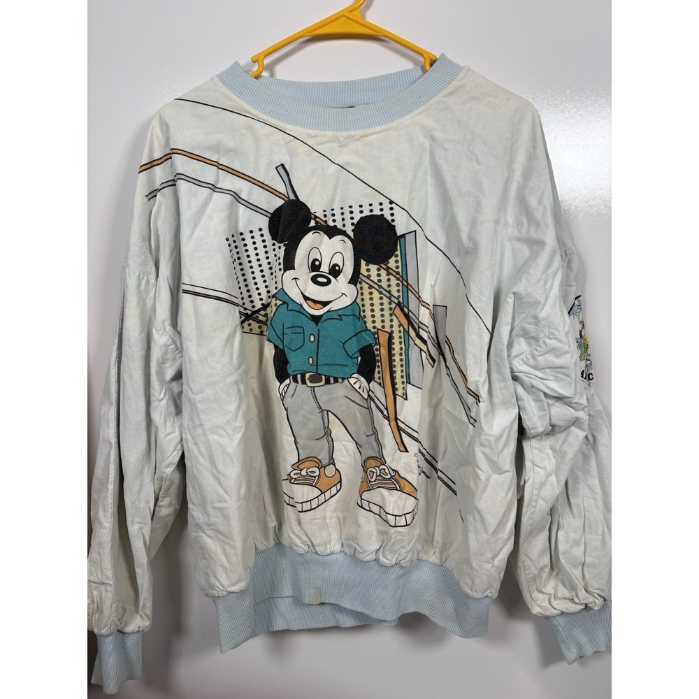 Rare Vintage 90s Disney Mickey Mouse Reversible Crewneck Sweatshirt Bomber XL